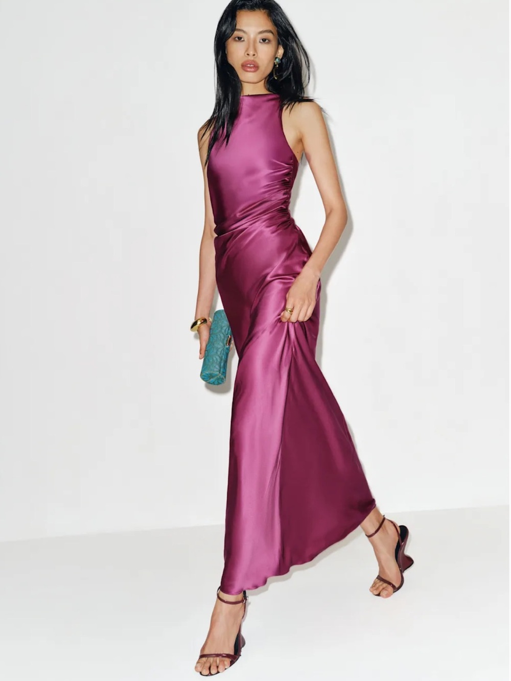 NWT Reformation Anaiis Silk Dress in Color Hibiscus Tea/Magenta Size 12